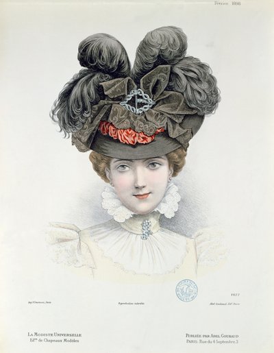 Modeplatte aus La Modiste Universelle, Februar 1898 von French School