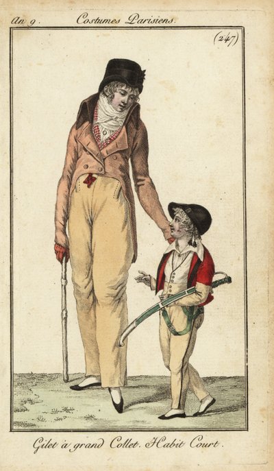 Modischer Herr oder Incroyable mit Knüppel, Paris von French School