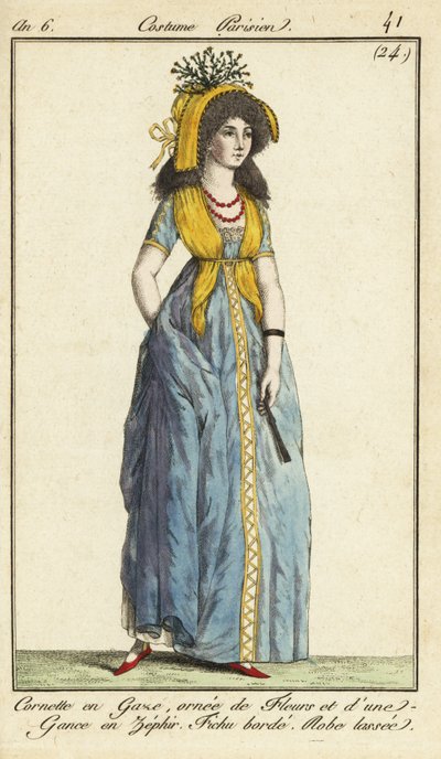Modische Frau in einer Gazehaube, Tivoli-Gärten von French School