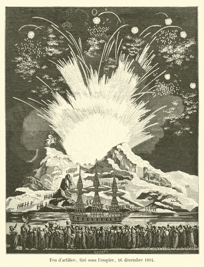 Feuerwerk, abgefeuert unter dem Kaiserreich, 16. Dezember 1804 von French School