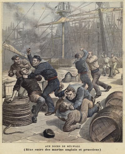 Kämpfe zwischen englischen und preußischen Matrosen an den Millwall-Docks von French School