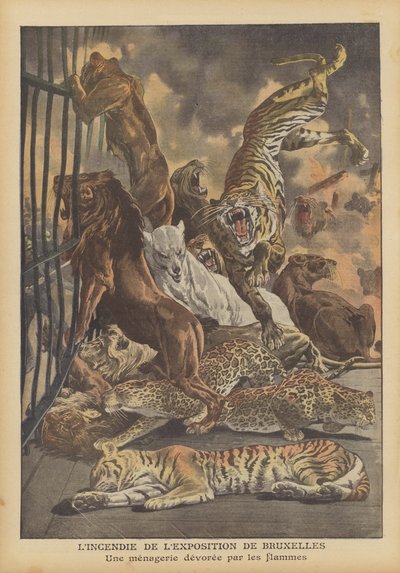 Feuer auf der Brüsseler Weltausstellung 1910 von French School