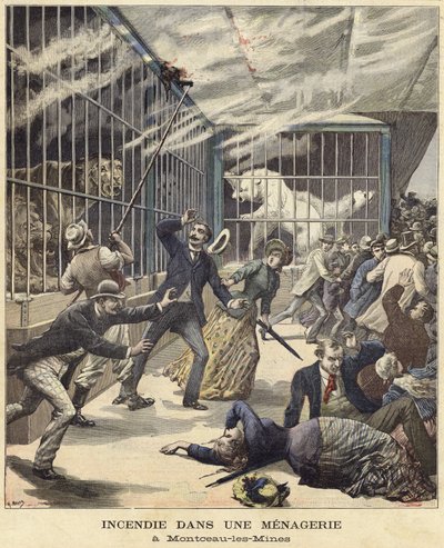 Feuer im Zoo von Montceau-les-Mines von French School