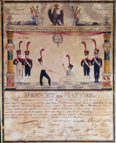 Erstes Kaiserreich: Meister der Waffen-Zertifikat von 1813. Fechtdiplom, Paris, Armeemuseum von French School