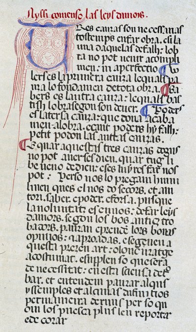 Erste Seite des Manuskripts der „Leys d