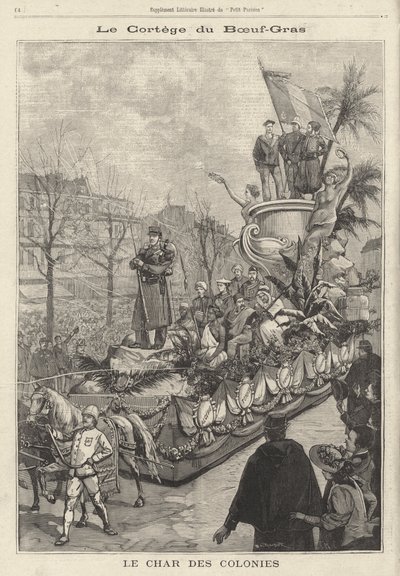 Wagen der Kolonien im Boeuf Gras Karnevalsumzug, Paris, Frankreich von French School