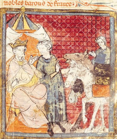 Fol.133r Roland verabschiedet sich von Karl dem Großen (742-814), Grandes Chroniques de France, 1375-79 von French School