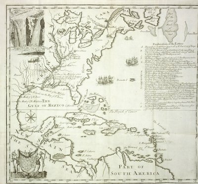 Faltkarte der nordamerikanischen Atlantikküste, 1714 von French School