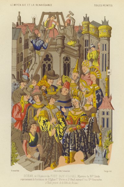 Gründung der Abtei St. Genevieve, Paris, zur Zeit von Clovis, König der Franken von French School