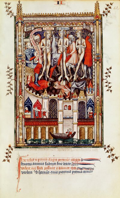 Dritte Geißelung von St. Denis und seinen Gefährten, aus Vie de St. Denis, 1317 von French School