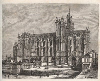Frankreich, Lothringen, Moselle (57), Metz: Die Kathedrale Saint Etienne de Metz - Gravur in „La France illustrée: Geographie, Geschichte, Verwaltung, Statistik“ von V.-A. Malt-Brown. 1884 von French School