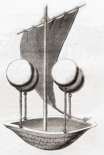 Francesco Lana de Terzis Flugbootkonzept um 1670, aus 