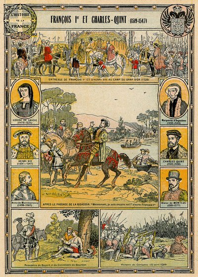 Franz I. von Frankreich und Karl V., Heiliger Römischer Kaiser, Illustration aus 