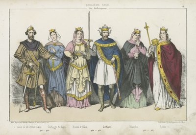 Fränkische Könige und Königinnen der Karolingischen Dynastie von French School