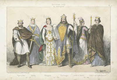 Fränkische Könige und Königinnen der Karolingischen Dynastie von French School