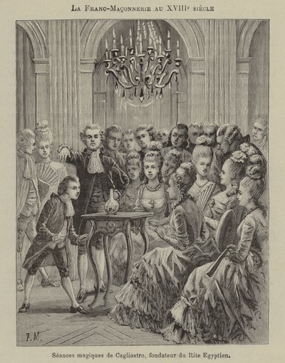 Freimaurerei im 18. Jahrhundert: Magische Seance durchgeführt von Alessandro Cagliostro, Gründer des Ägyptischen Ritus von French School