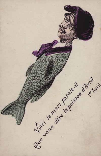 Französische Aprilscherzkarte von French School