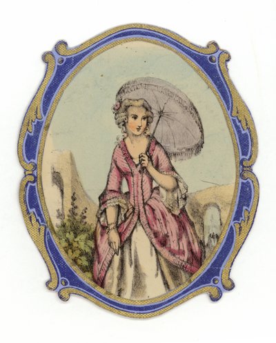 Französische Dame mit Sonnenschirm von French School