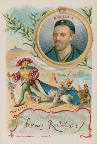Französischer Renaissance-Schriftsteller Rabelais mit seiner Figur Gargantua von French School