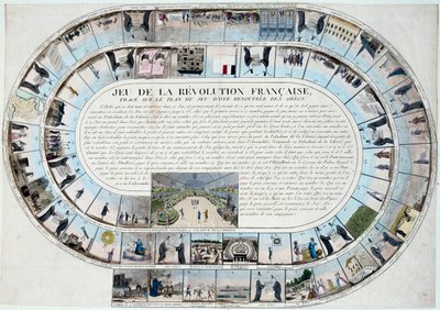 Französische Revolution: Gänsespiel am Ende des 18. Jahrhunderts mit den wichtigsten Stationen der Revolution von French School