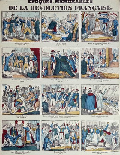 Französische Revolution: Platte, die die verschiedenen Episoden der Französischen Revolution bis zum Ersten Kaiserreich erzählt von French School