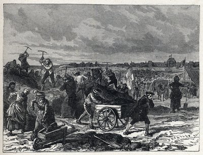 Französische Revolution: Arbeiten auf dem Marsfeld in Paris zur Vorbereitung des Fête de la Fédération im Jahr 1790 von French School