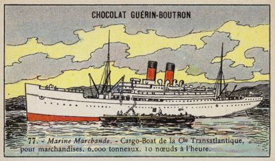Französisches Frachtschiff der Compagnie Transatlantique von French School