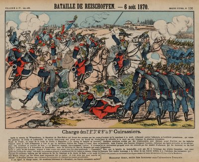 Französische Kürassiere greifen preußische Infanterie in der Schlacht von Reichshoffen an, Deutsch-Französischer Krieg, 6. August 1870 von French School