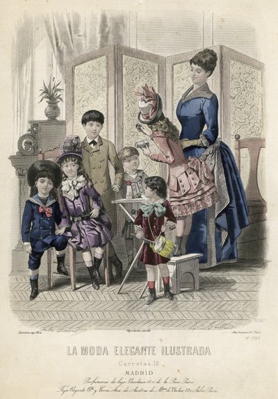 Französische Modeplatte, späte 19. Jahrhundert von French School