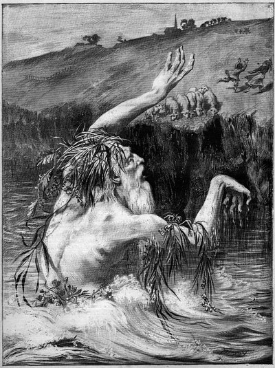 Französische Legende: Der Meeresmann. Gravur in "La Terre Illustree" Nr. 62 vom 7. Januar von French School