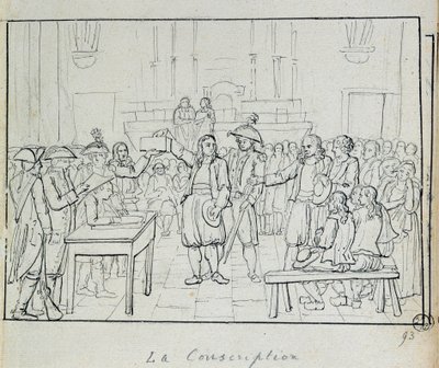Französische Revolution: Einberufungsszene in der Bretagne im Jahr 1793. Paris, Musée Carnavalet von French School