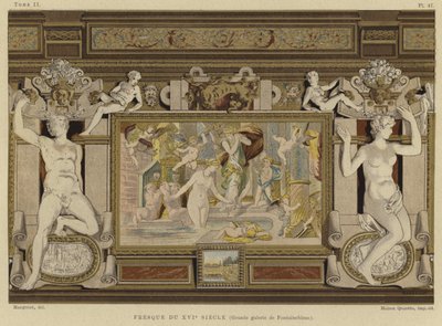 Fresko im Schloss Fontainebleau, Frankreich, 16. Jahrhundert von French School