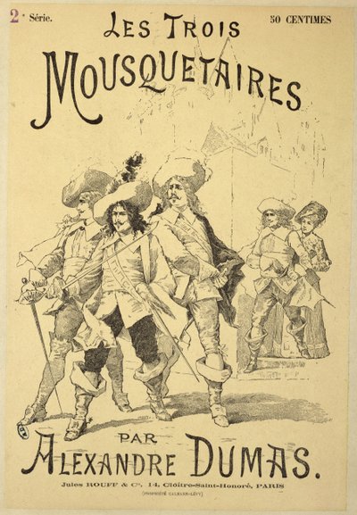 Titelseite einer Serialisierung von Die drei Musketiere von Alexandre Dumas père (1803-70) späte 19. Jahrhundert von French School