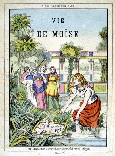 Frontispiz des Buches „Life of Moses“, ed. Olivier Pinot, Epinal, Ende des 19. Jahrhunderts von French School