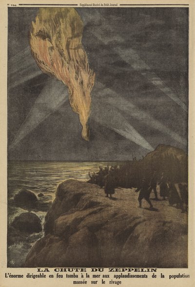 Deutscher Zeppelin von Flugabwehrfeuer abgeschossen und ins Meer gestürzt, Erster Weltkrieg von French School