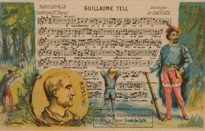 Gioachino Rossini, italienischer Komponist des 19. Jahrhunderts, und Musik aus seiner Oper Wilhelm Tell von French School