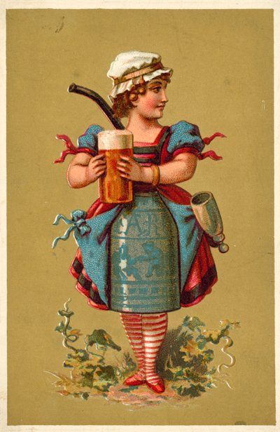 Mädchen mit einem großen Glas Bier von French School