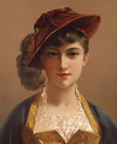 Mädchen mit roter Samtmütze von French School