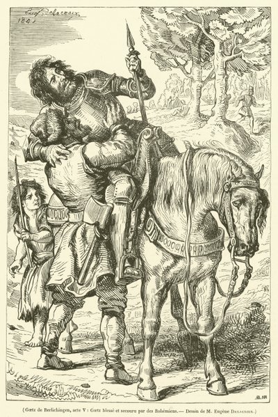 Goetz de Berlichingen, Akt V, Goetz verletzt und von Zigeunern gerettet von French School