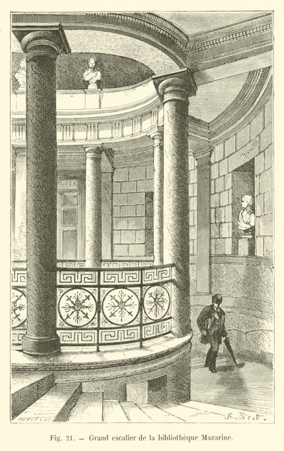 Große Treppe der Bibliothek Mazarine von French School