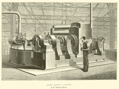 Große Lichtmaschine von Thomas Edison von French School
