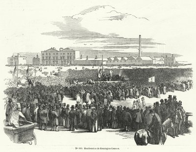 Großes Treffen der Chartisten auf Kennington Common, London von French School