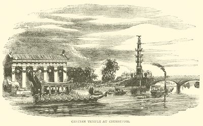Griechischer Tempel in Courbevoie (Gravur) von French School