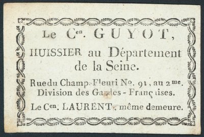 Guyot, Gerichtsvollzieher, Visitenkarte von French School