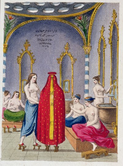 Hammam in der Türkei, illustrierte Tafel aus Moeurs, usages et costumes des ottomans von A. Castellan, Paris, ca. 1810 von French School
