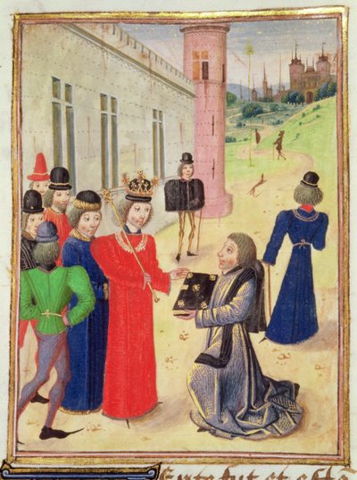 Froissart überreicht sein Buch Richard II., aus Froissarts Chronik, Band IV von French School