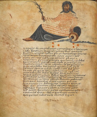 Illustration des Sternbildes Eridanus und Text, ca. 820-40 von French School