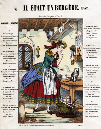 Er war ein Schäfer. Kinderlied. Bild von Epinal aus dem 19. Jahrhundert. von French School