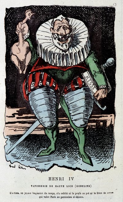Henri IV (1553 - 1610) und das Huhn im Topf - in „Histoire de France Tintamarresque“ von Touchatout von French School