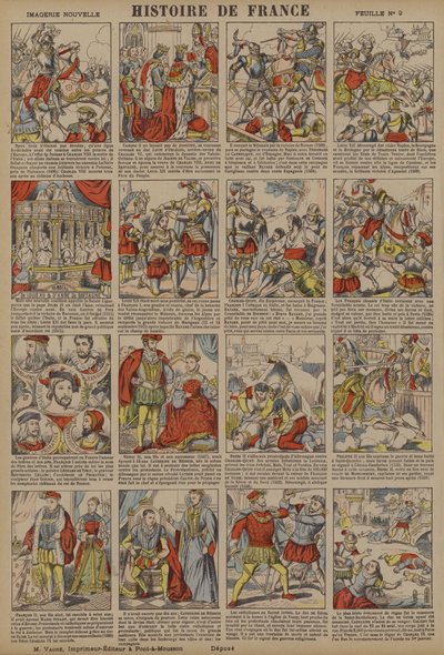 Geschichte Frankreichs vom Tod Karls VIII. bis zum Massaker am Bartholomäustag (Farblitho) von French School